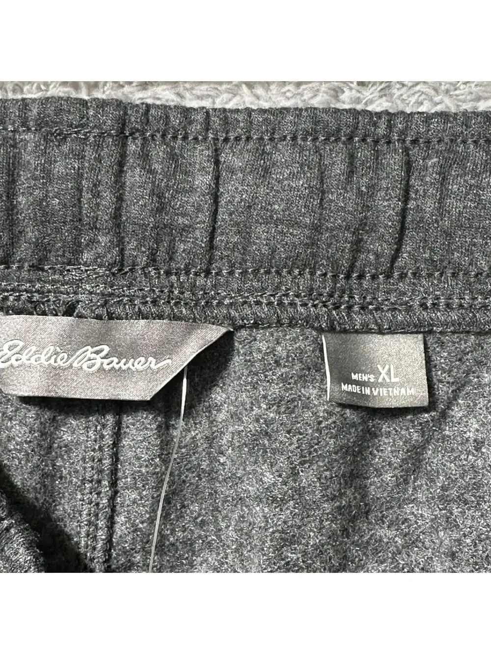 Eddie Bauer Joggers Mens XL Charcoal Gray Heather Fleece Lined Drawstring Pants